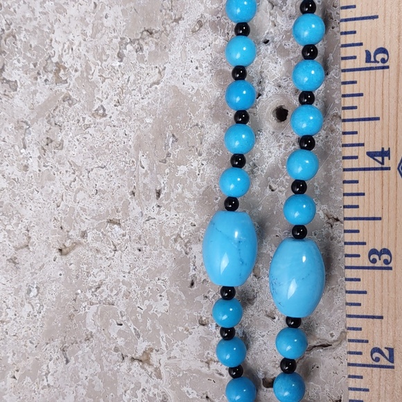 Southwestern Sterling Turquoise/Onyx Necklace - Picture 7 of 12